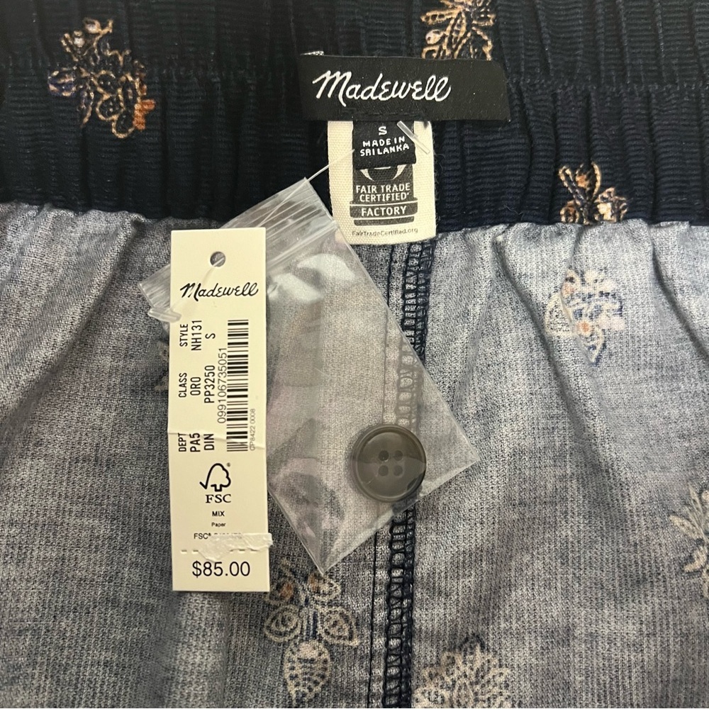 Madewell Women’s Navy Corduroy Floral Paperbag Mini Skirt Small Preppy Feminine. - Picture 13 of 16